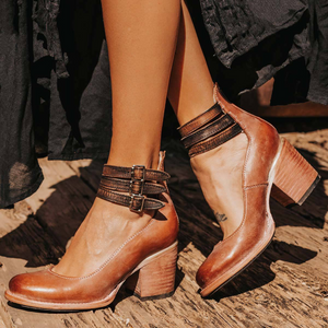 Women’s Vintage Double Strap Chunky Heel Mary Jane Pumps