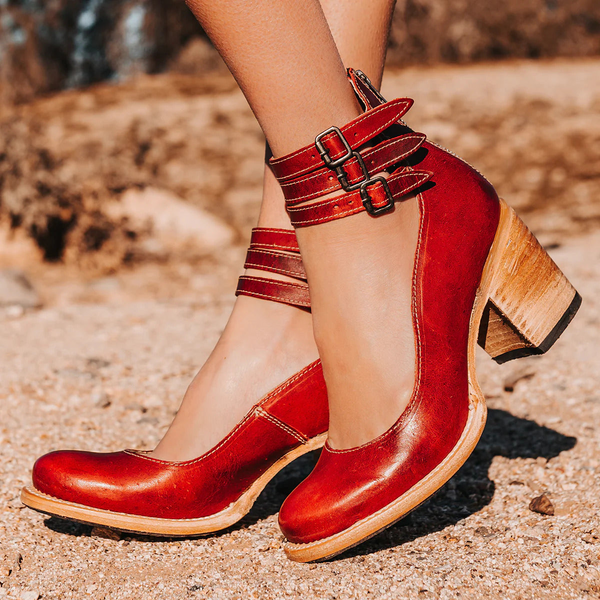 Women’s Vintage Double Strap Chunky Heel Mary Jane Pumps