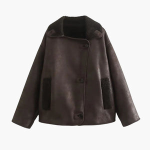 Women's Lapel Collar Jacket with Sherpa Lining