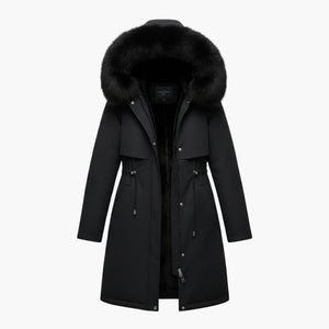 Chaqueta de invierno para mujer con cuello de piel sintética