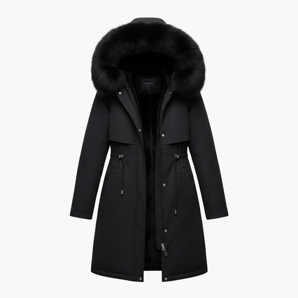 Chaqueta de invierno para mujer con cuello de piel sintética
