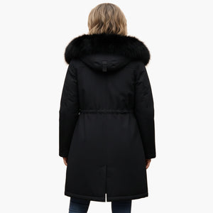 Chaqueta de invierno para mujer con cuello de piel sintética