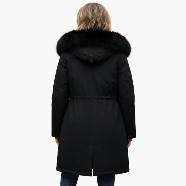 Chaqueta de invierno para mujer con cuello de piel sintética