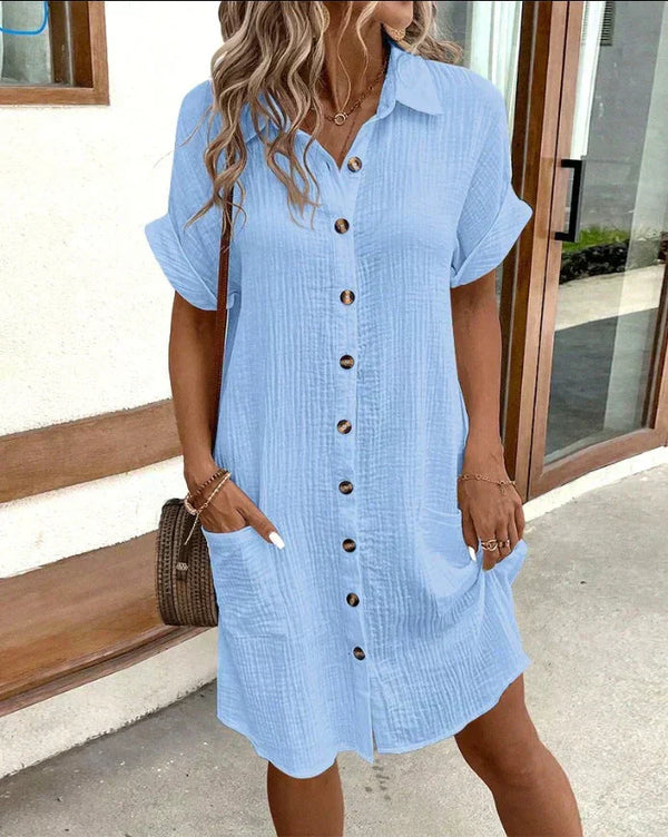 Women’s Button Front Shirt Dress Everyday Casual Style