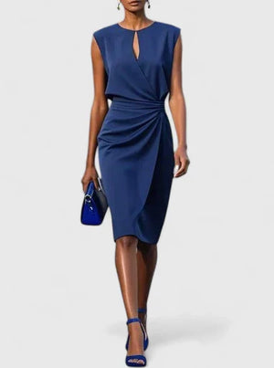 Women’s Elegant Ruched Sheath Cocktail Midi Dress