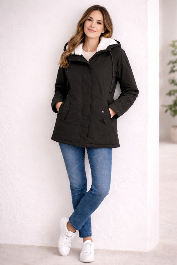 Chaqueta de invierno larga para mujer con capucha y diseño de cobertura total
