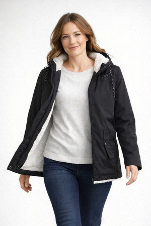 Chaqueta de invierno para mujer con capucha y forro de polar