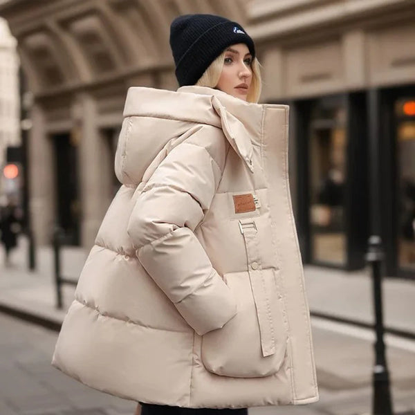 Women's Hooded Puffer Winter Jacket with Pockets