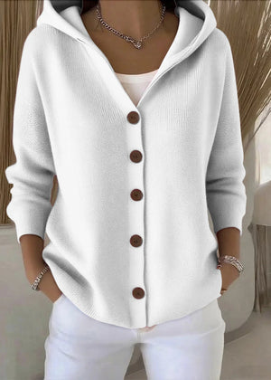 Women's Hooded Button Casual Knit Cardigan