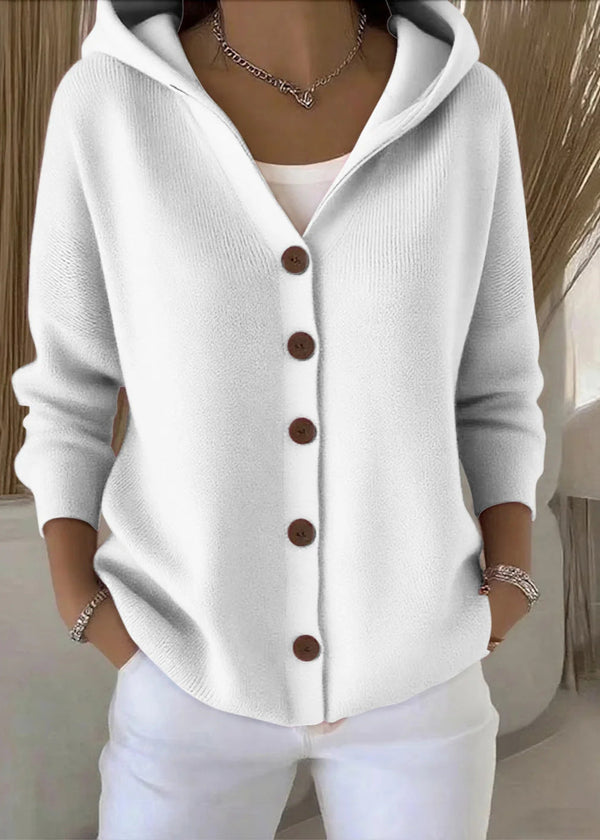 Women's Hooded Button Casual Knit Cardigan