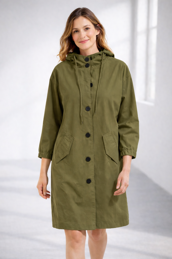 Women's Hooded Mid-Length Jacket