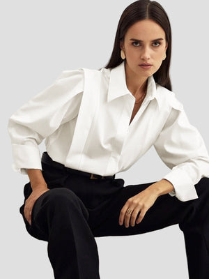 Elegant Women's Square Neck Button Down Shirt