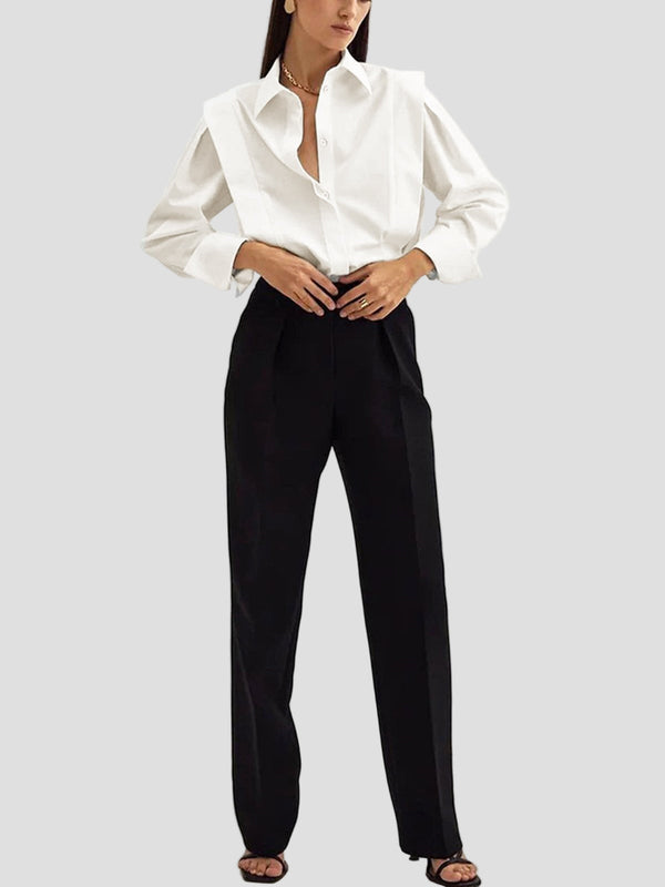 Elegant Women's Square Neck Button Down Shirt