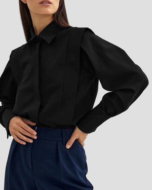 Elegant Women's Square Neck Button Down Shirt