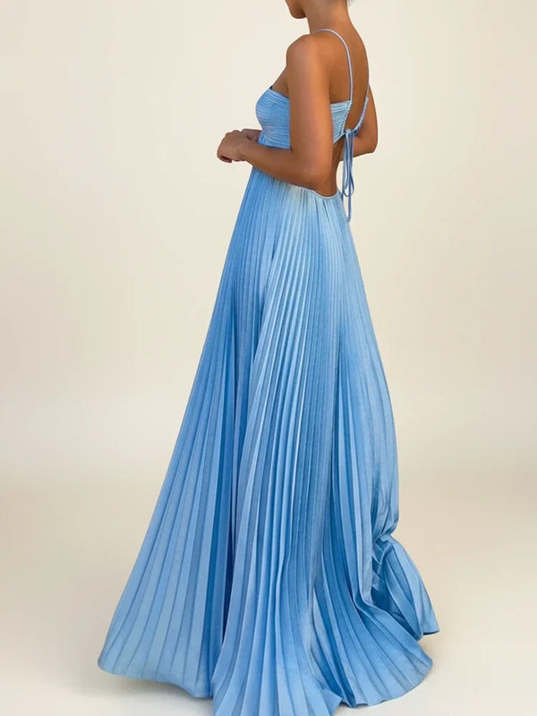 Women's Bohemian Halter Ruched Bodice Maxi Dress