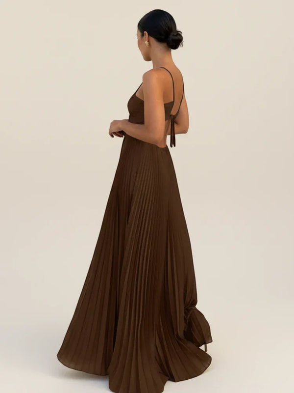 Women's Bohemian Halter Ruched Bodice Maxi Dress