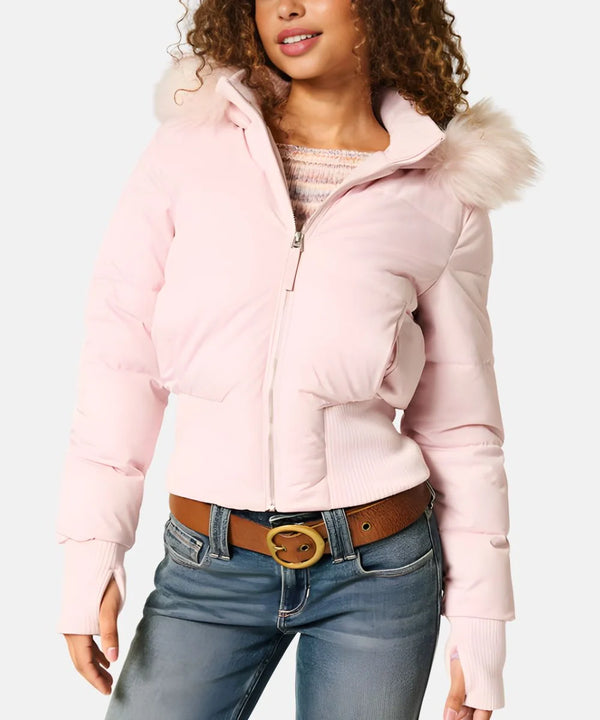 Women's Quilted Winter Jacket Removable Hood