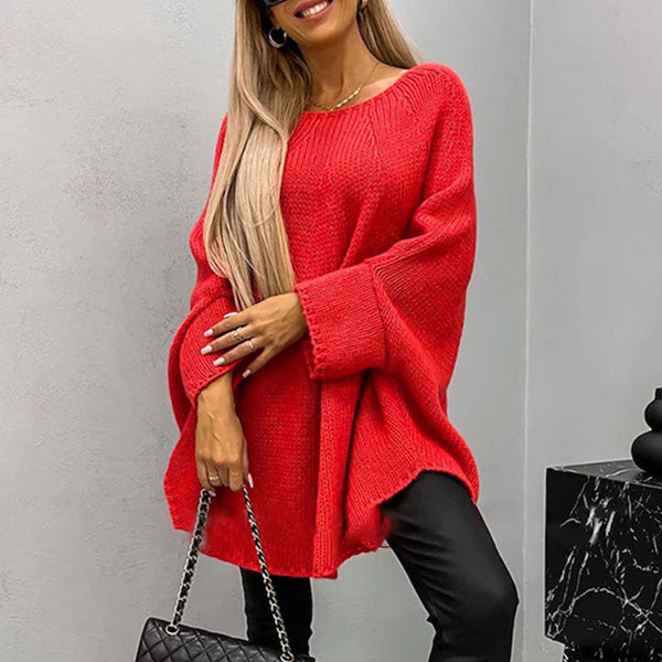 Oversized Batwing Sleeve Knit Sweater for Women