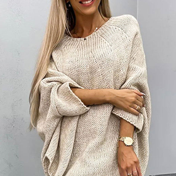 Oversized Batwing Sleeve Knit Sweater for Women