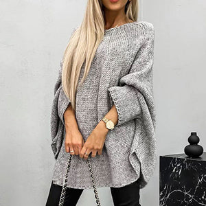 Oversized Batwing Sleeve Knit Sweater for Women