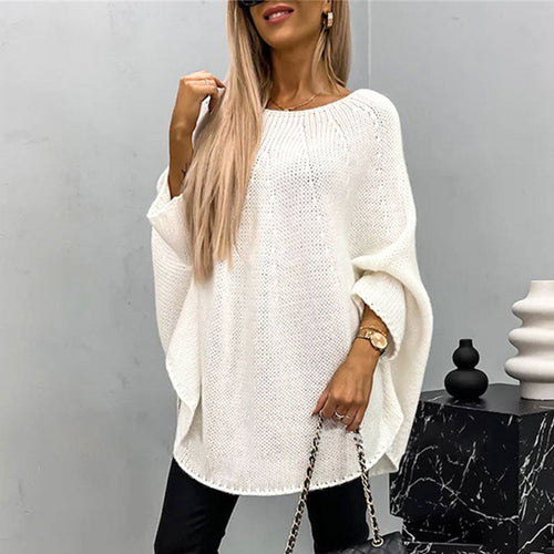 Oversized Batwing Sleeve Knit Sweater for Women