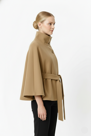 Elegant Belted Cape Coat for Women