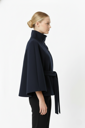 Elegant Women's Coat with Removable Belt and Relaxed Fit