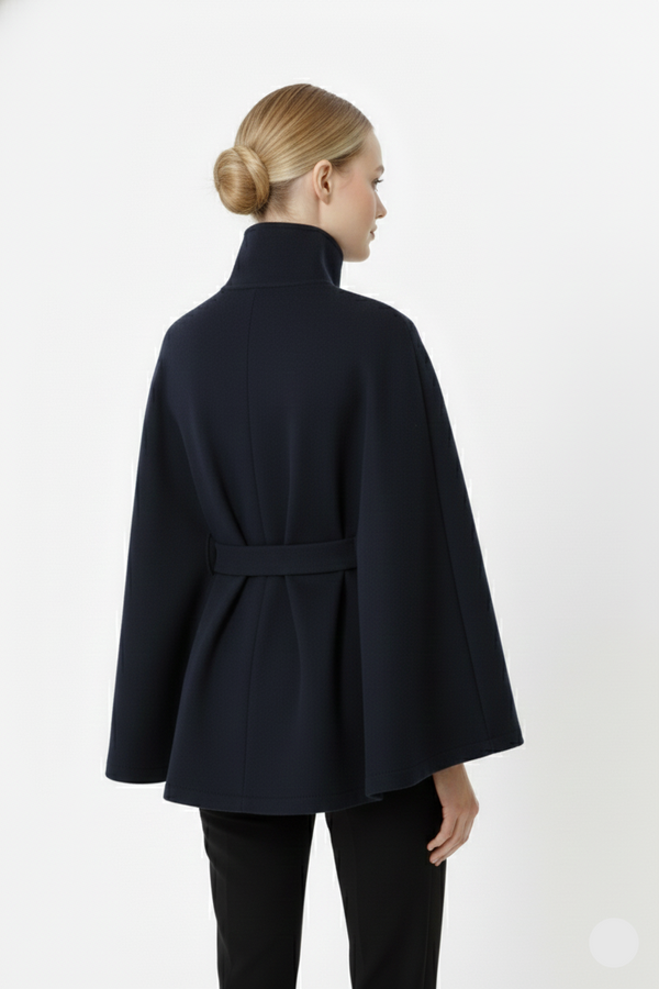 Elegant Belted Cape Coat for Women