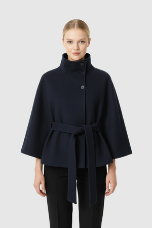 Elegant Women's Coat with Removable Belt and Relaxed Fit
