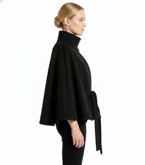 Elegant Belted Cape Coat for Women