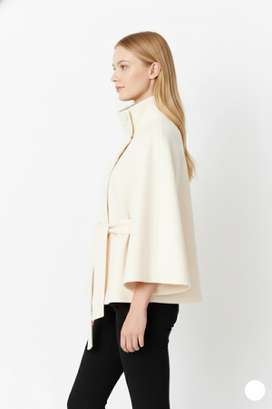 Elegant Belted Cape Coat for Women