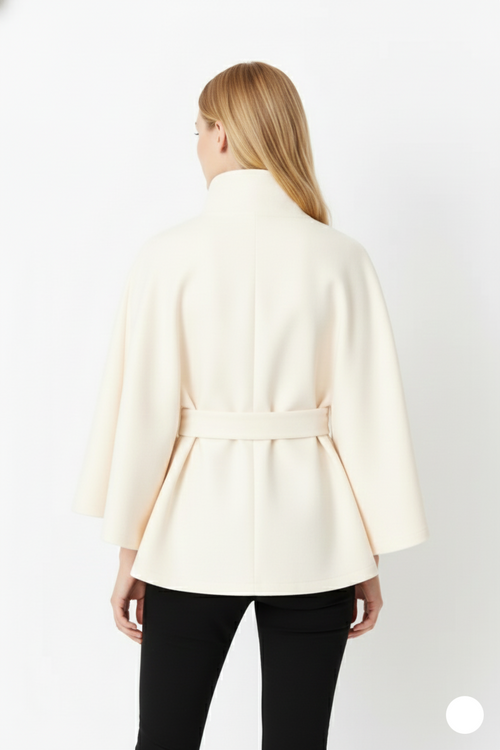 Elegant Women's Coat with Removable Belt and Relaxed Fit