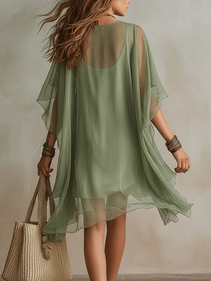 Women's Chiffon V-Neck Boho Mini Dress