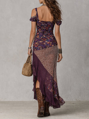 Women's Bohemian Floral Off-Shoulder Maxi Dress