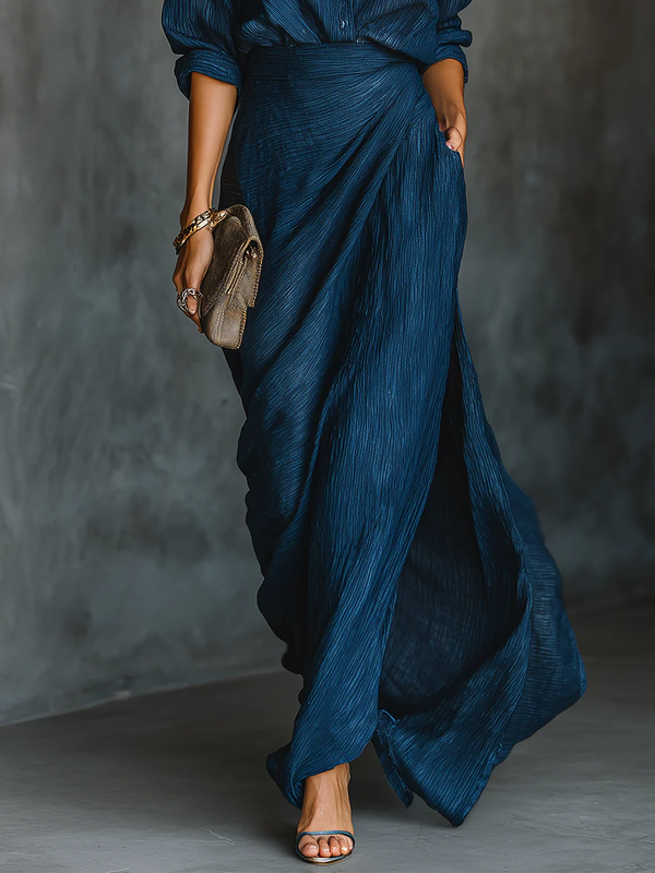 Women's Long Sleeve Shirt and Maxi Skirt Set