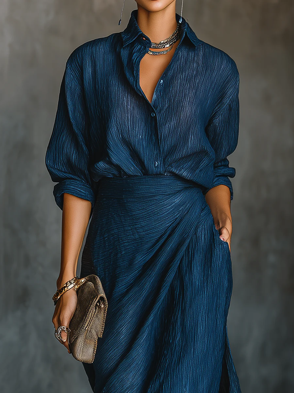 Women's Long Sleeve Shirt and Maxi Skirt Set
