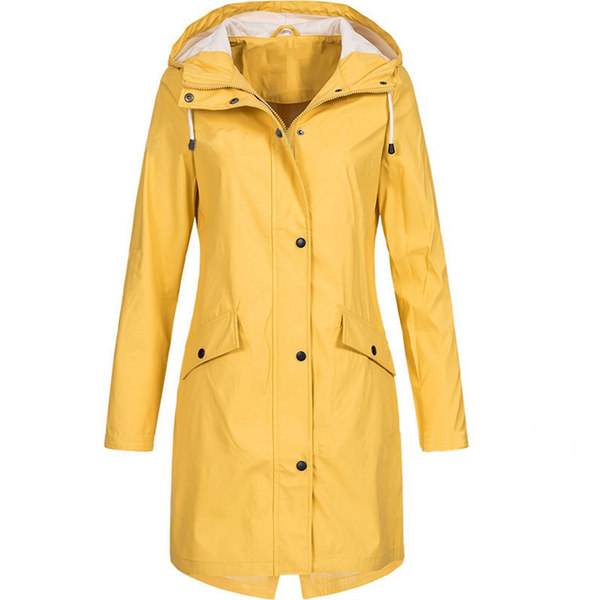 Hooded Rain Jacket Waterproof Casual Longline for Women