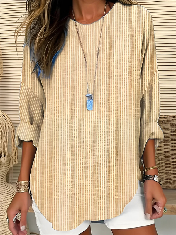 Women’s Casual Striped Oversized Long Sleeve Blouse