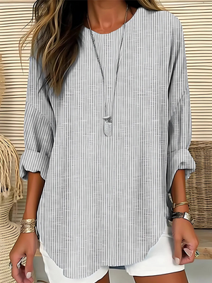 Women’s Casual Striped Oversized Long Sleeve Blouse