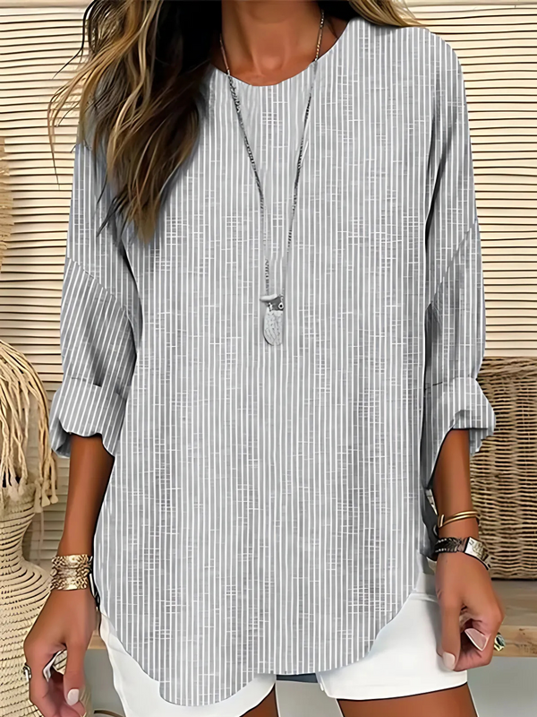 Women’s Casual Striped Oversized Long Sleeve Blouse