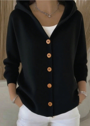 Women's Hooded Button Casual Knit Cardigan