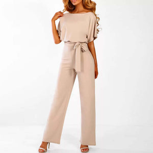 Mono elegante para mujer con cinturón y silueta de pierna ancha