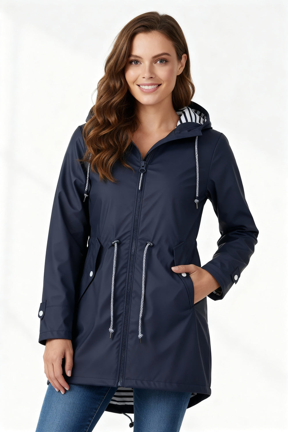 Parka impermeable con capucha para mujer