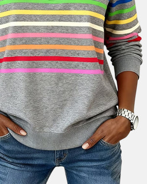 Rainbow Striped Quarter-Zip Sweatshirt