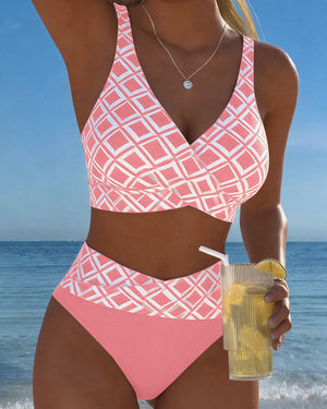 Women's Checkered Bikini Set with Underwire Support