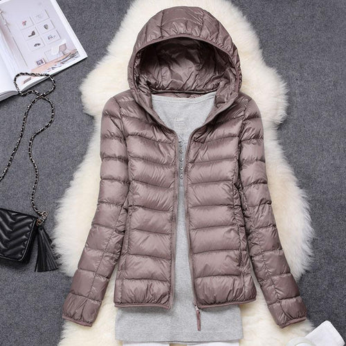 Women's Hooded Puffer Zip-Up Outdoor Jacket