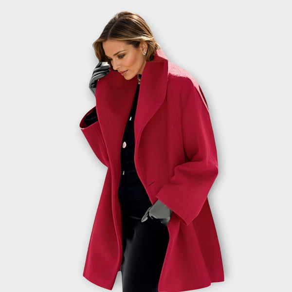 Abrigo oversize con capucha y cuello cruzado para mujer