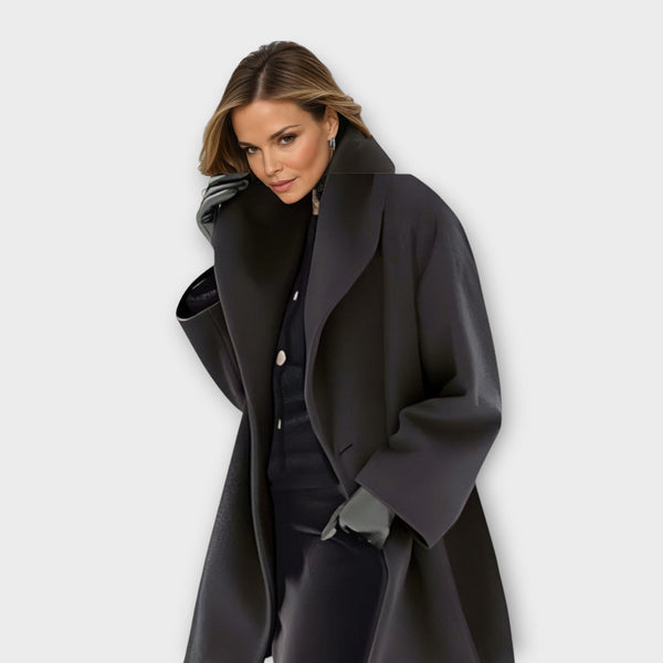 Abrigo oversize con capucha y cuello cruzado para mujer