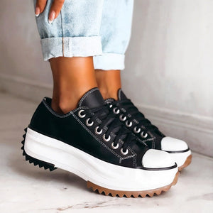 Zapatillas casuales con plataforma gruesa y cordones para mujer