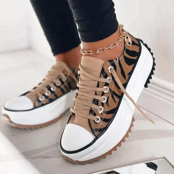 Zapatillas casuales con plataforma gruesa y cordones para mujer